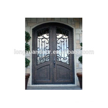 Fer à repasser portes d&#39;entrée principale, portes en fer forgé à double entrée, porte en bois en fer forgé